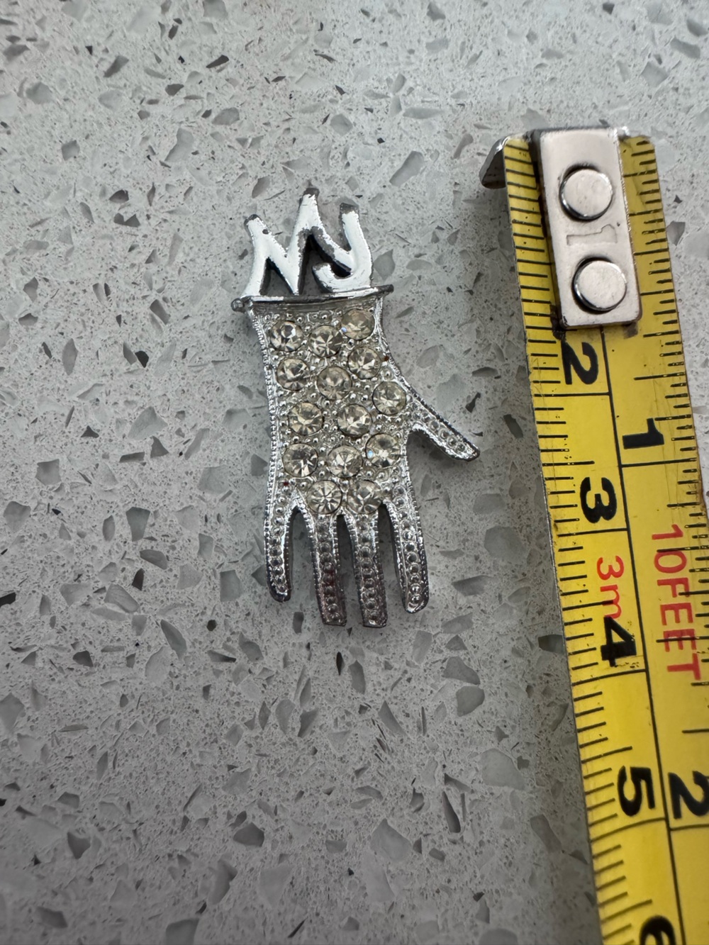 Michael Jackson Silver Rhinestone MJ Glove charm